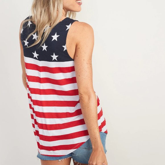NWT Old Navy Luxe Americana Tank Top American Flag July 4th Freedom Small - Picture 2 of 14